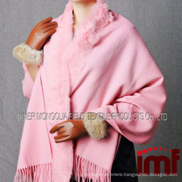 Wool Rex Rabbit Fur Pashmina Shawl